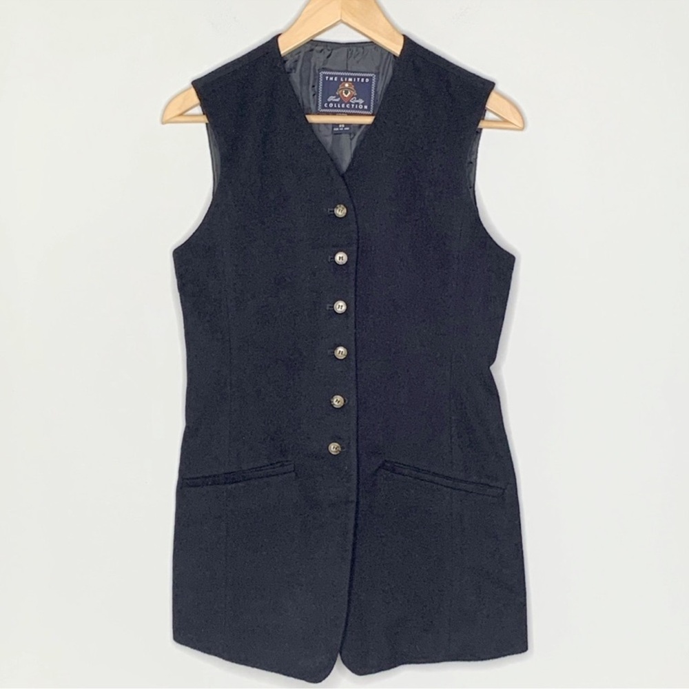 Vintage Vest Italian cashmere blend button down xs black